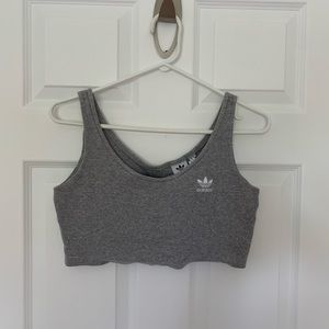 grey adidas crop tank top